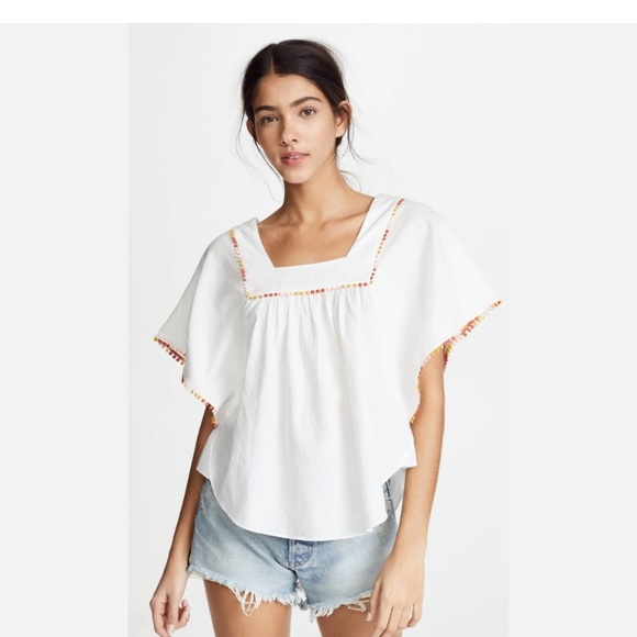 Madewell PomPom Butterfly White Top Size XSmall - Picture 7 of 7